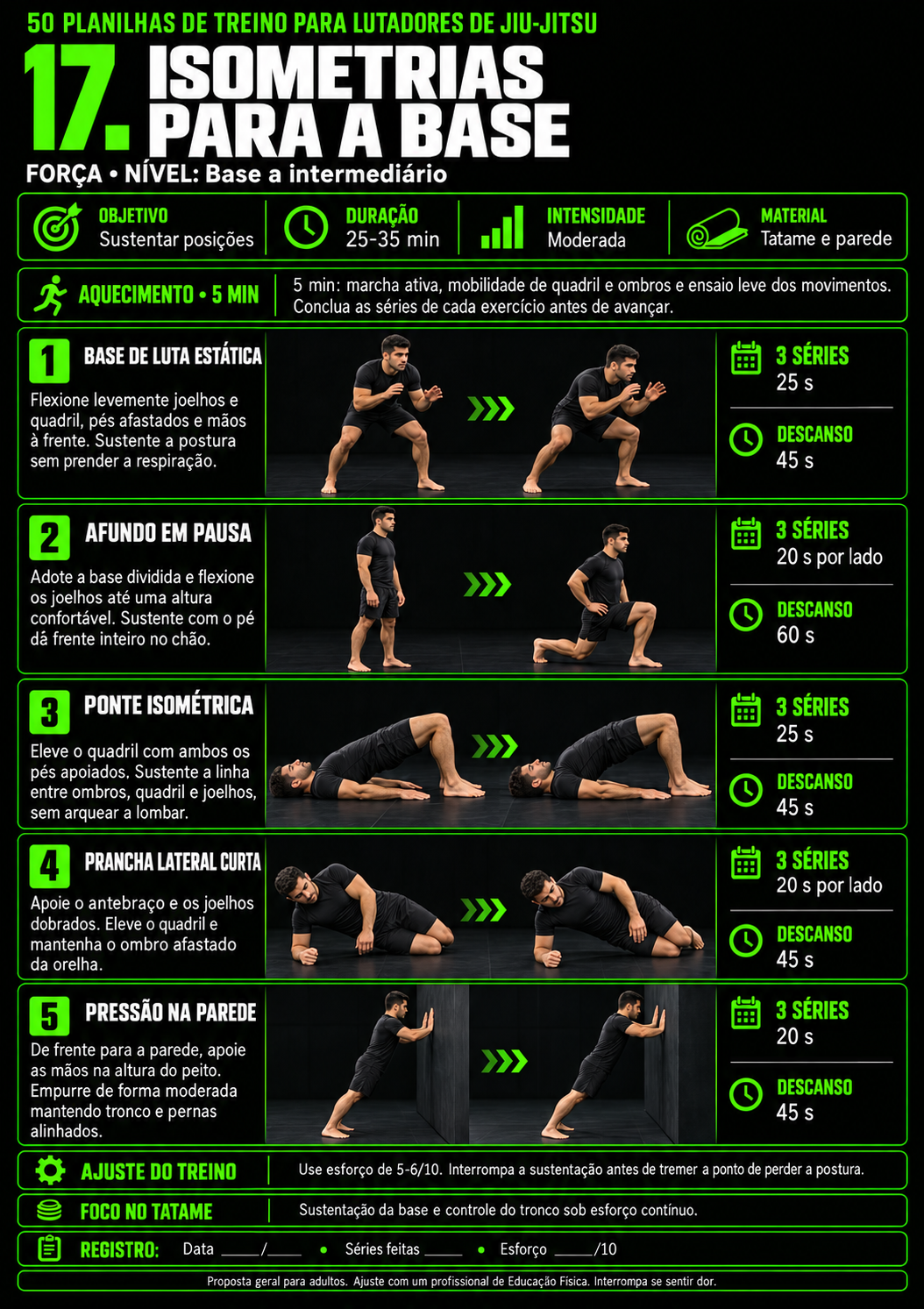 Ficha de treino: Isometrias para a base