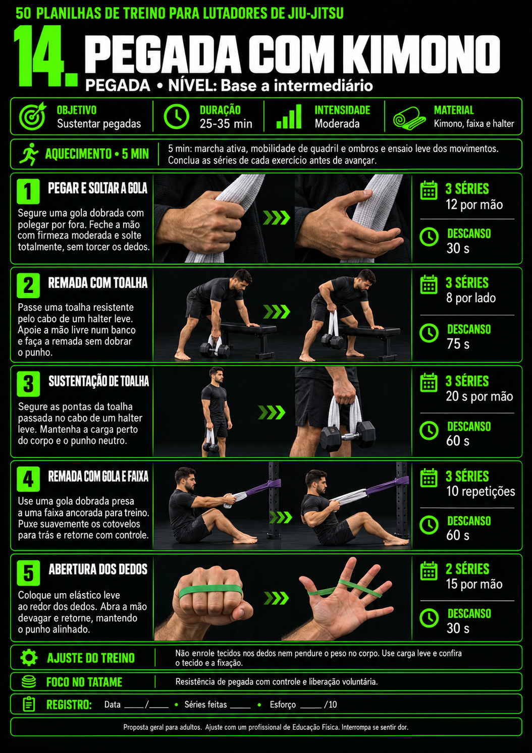 Ficha de treino: Pegada com kimono